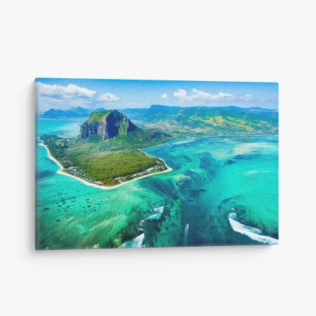 Leinwandbild türkisfarbene lagune aus der luft, Mauritius – Pixers®