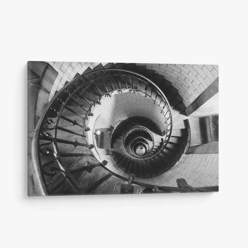 Leinwandbild spiraltreppe in monochromer perspektive