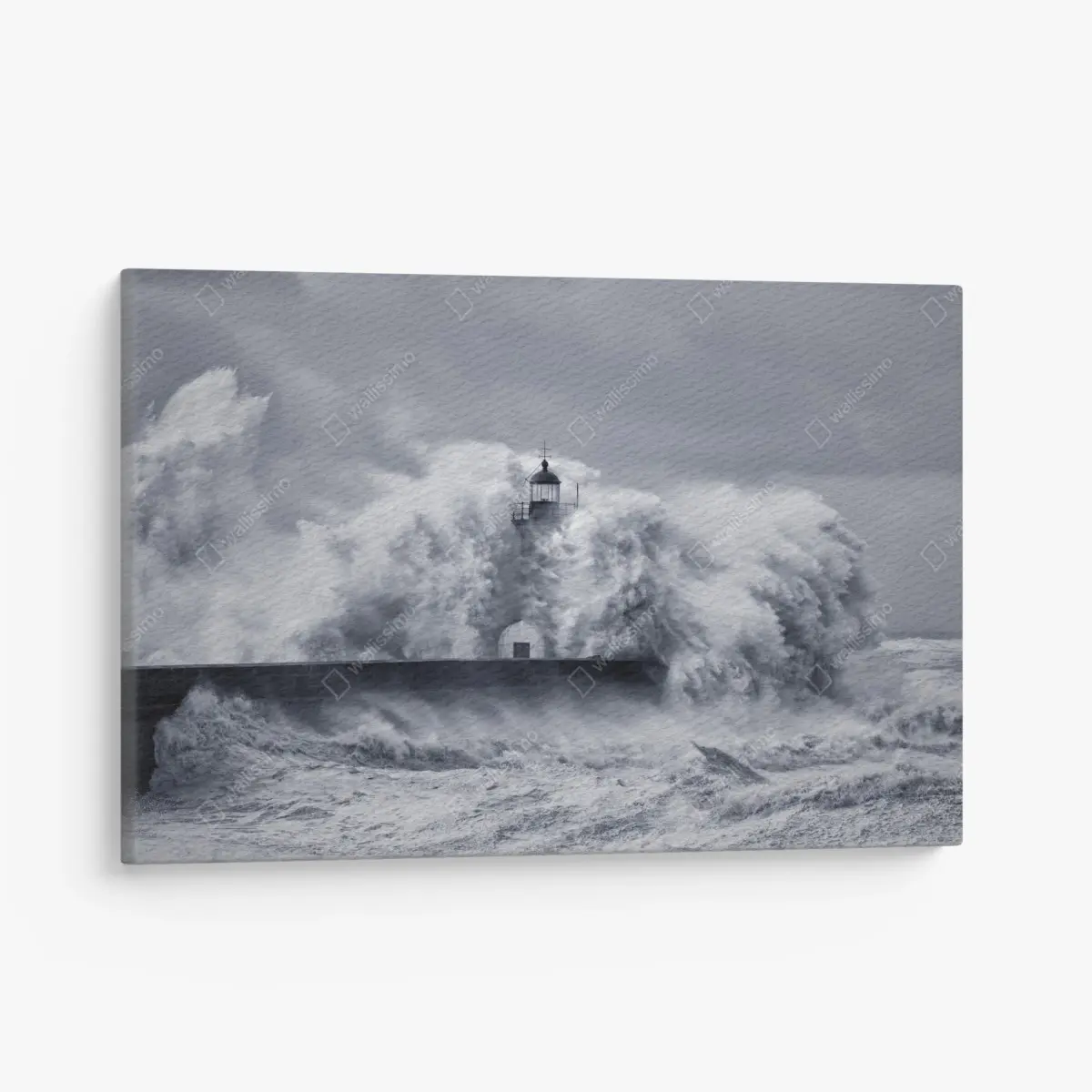 Leinwandbild leuchtturm von mächtigen wellen umgeben – Pixers®