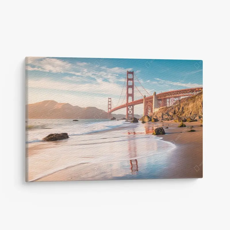 Leinwandbild San Francisco Golden Gate Bridge bei sonnenuntergang