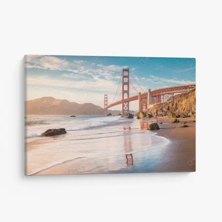 Leinwandbild San Francisco Golden Gate Bridge bei sonnenuntergang – Pixers®
