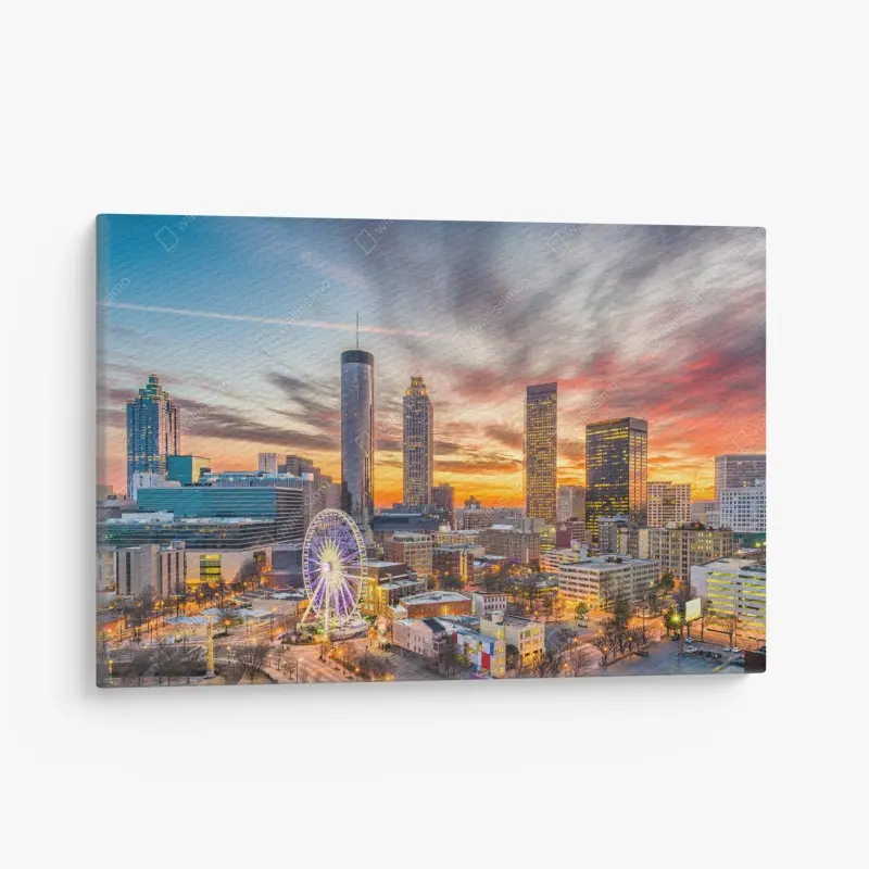 Leinwandbild Atlanta skyline bei sonnenuntergang