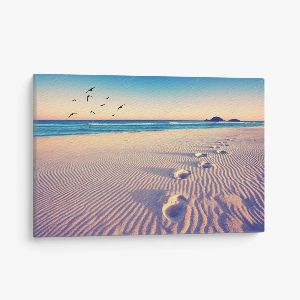 Leinwandbild magische fußspuren am sommerstrand – Pixers®