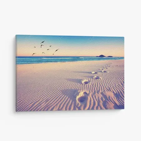 Leinwandbild magische fußspuren am sommerstrand – Pixers®