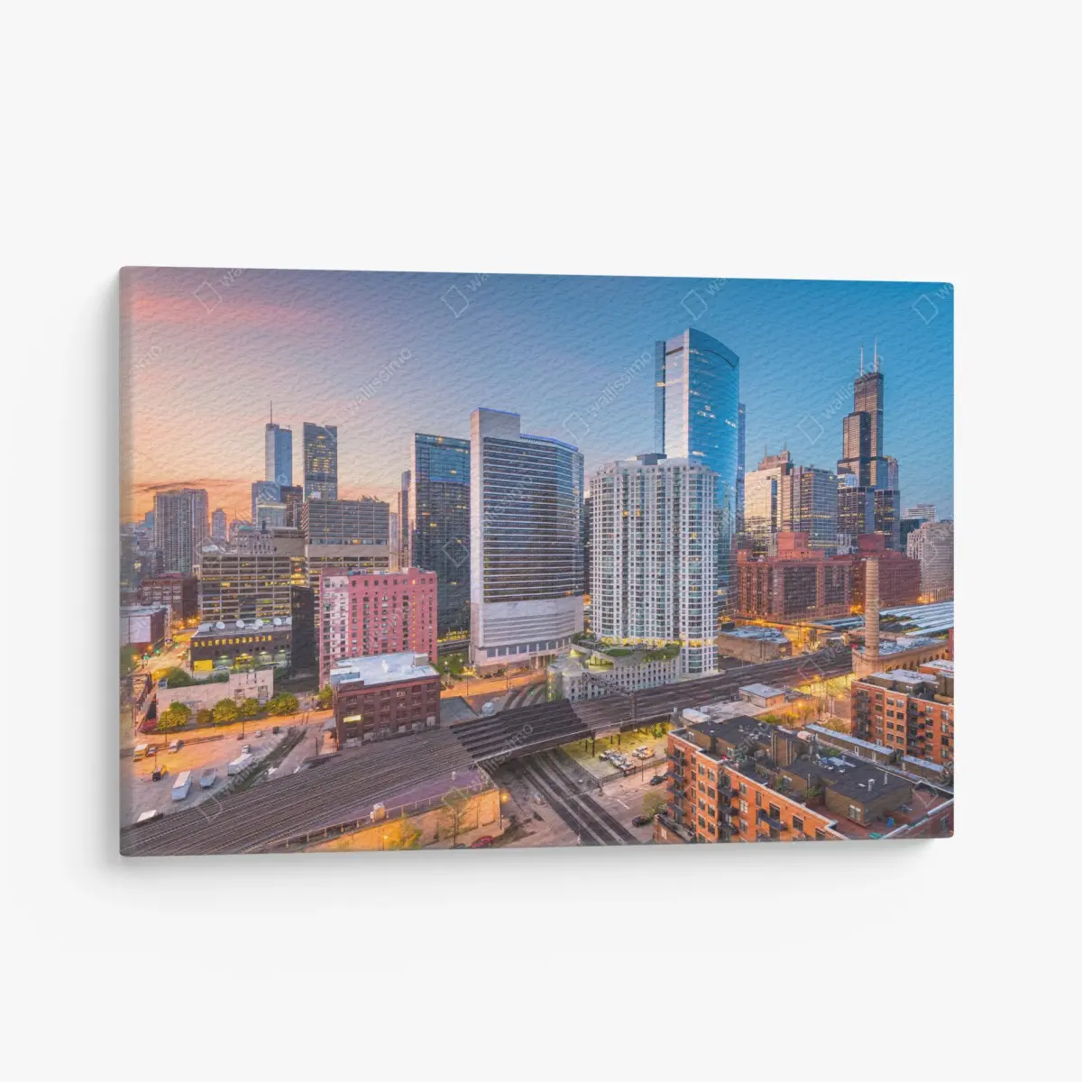 Leinwandbild Chicago skyline bei dämmerung – Pixers®