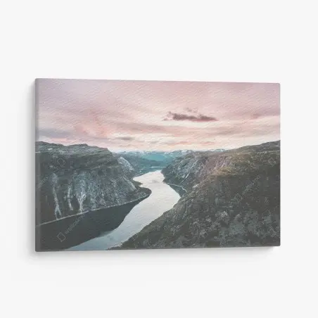 Leinwandbild ruhiger fjord bei sonnenuntergang – Pixers®