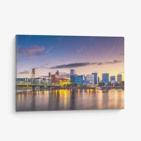 Leinwandbild Portland skyline in der dämmerung über dem Willamette – Pixers®