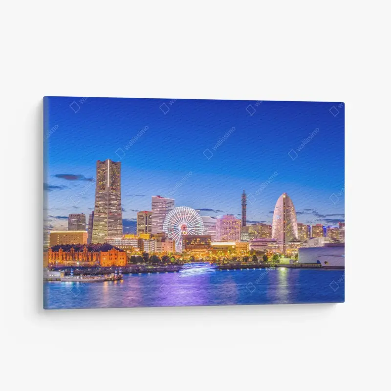 Leinwandbild Yokohama skyline bei dämmerung