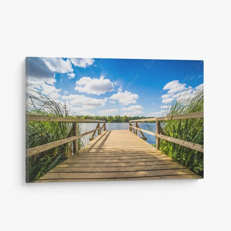 Leinwandbild sonniger steg am see