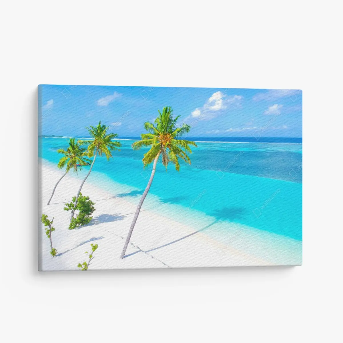 Leinwandbild tropischer türkisfarbener strand mit palmen – Pixers®