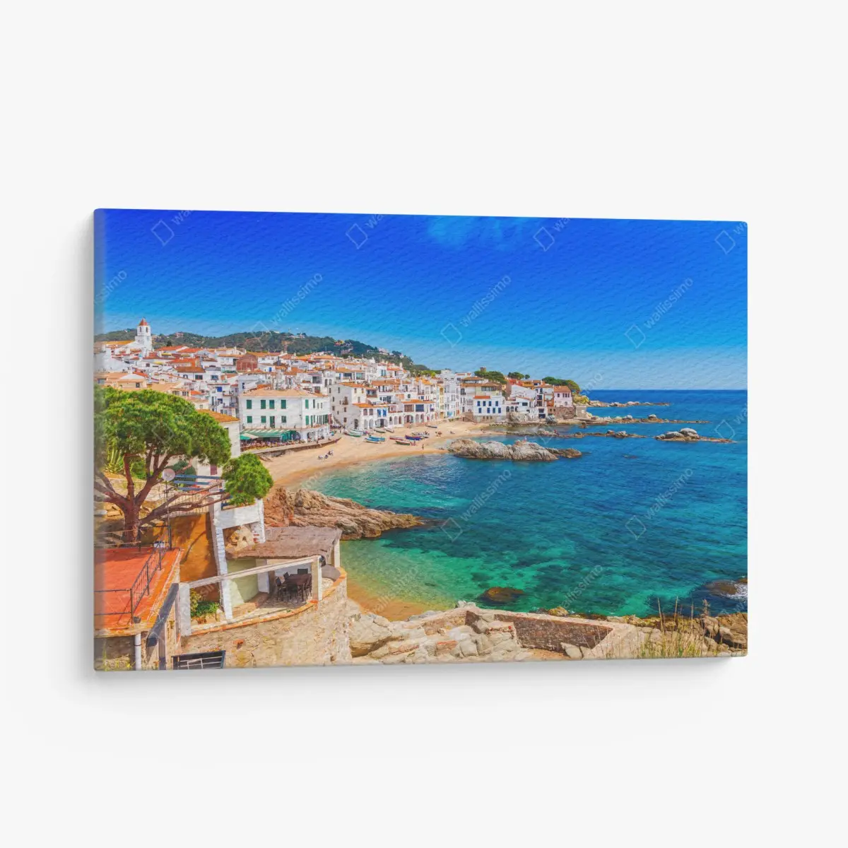 Leinwandbild sonniges mediterranes küstendorf – Pixers®