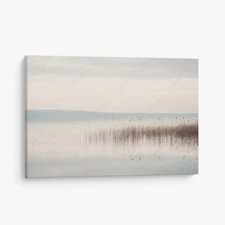 Leinwandbild ruhige schilfzone am see – Pixers®