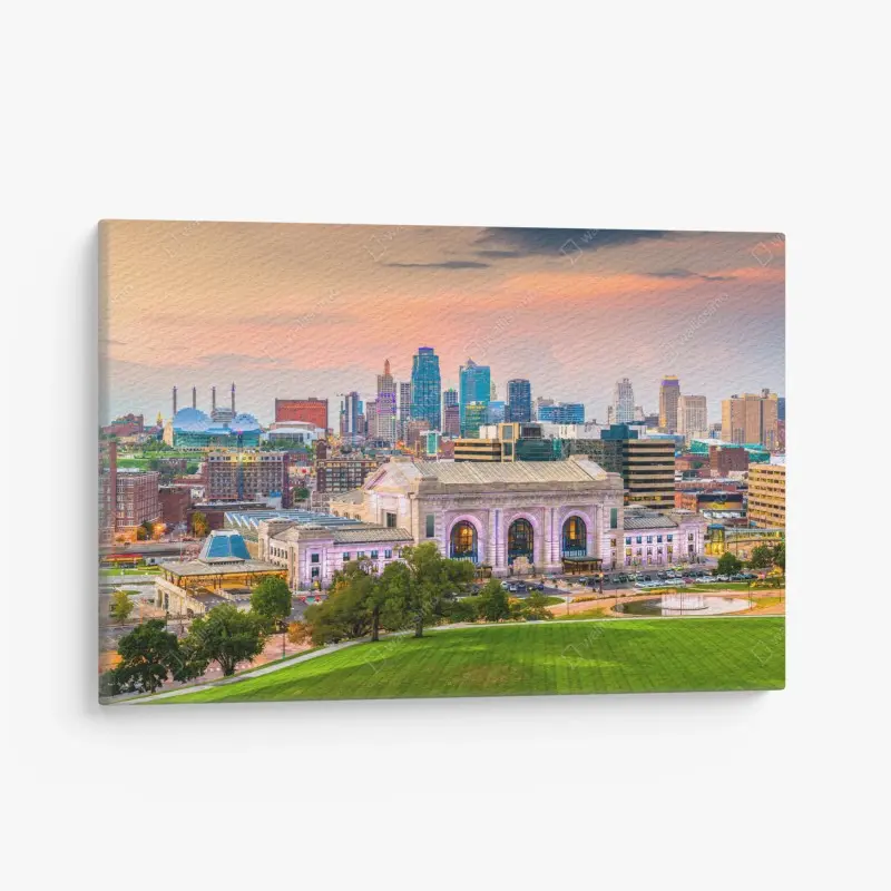Leinwandbild Kansas City skyline bei dämmerung
