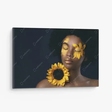 Leinwandbild sonnenblumen muse: florales gesichtsporträt – Pixers®