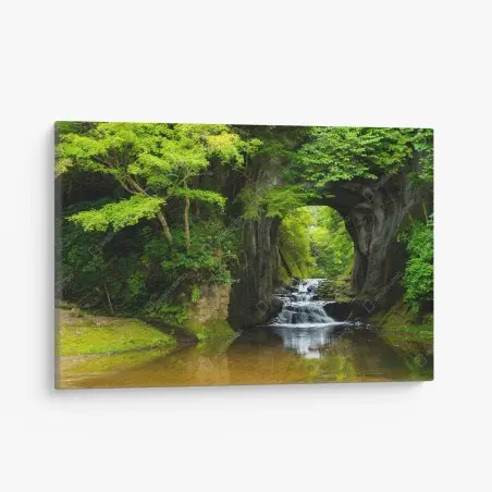 Leinwandbild geheimer wasserfall im felsbogen – Pixers®