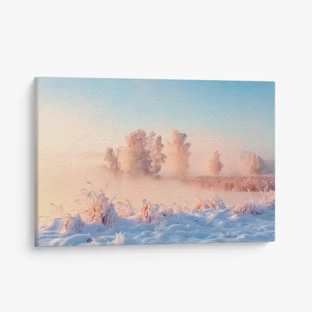 Leinwandbild winterlicher sonnenaufgang über einer frostigen wiese – Pixers®