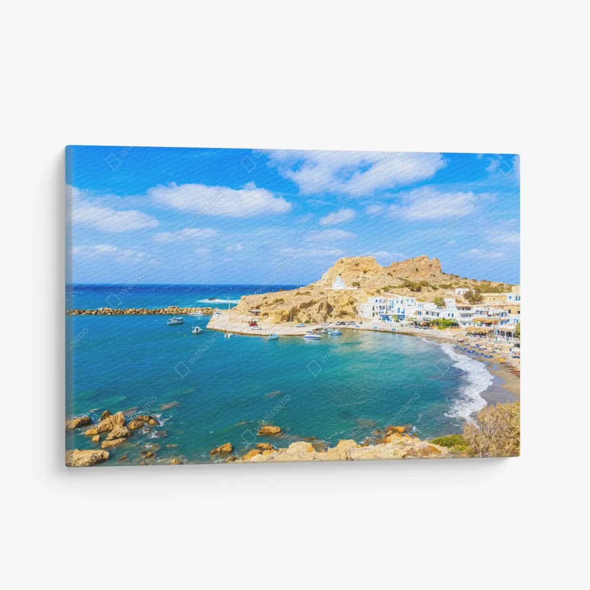 Leinwandbild sonniger hafen Finiki an der Küste von Karpathos – Pixers®