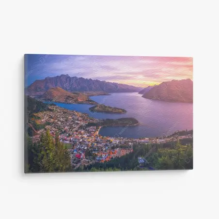Leinwandbild Queenstown panorama bei dämmerung – Pixers®