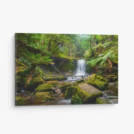 Leinwandbild üppiger waldwasserfall – Pixers®