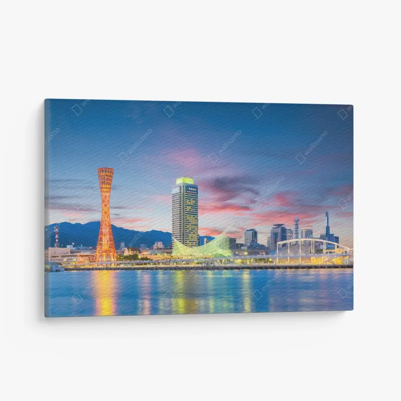 Leinwandbild Kobe skyline bei dämmerung