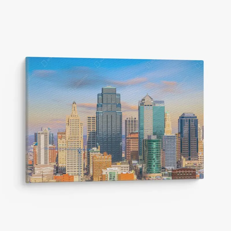 Leinwandbild Kansas City skyline bei sonnenuntergang