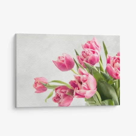 Leinwandbild eleganter strauß rosa tulpen – Pixers®