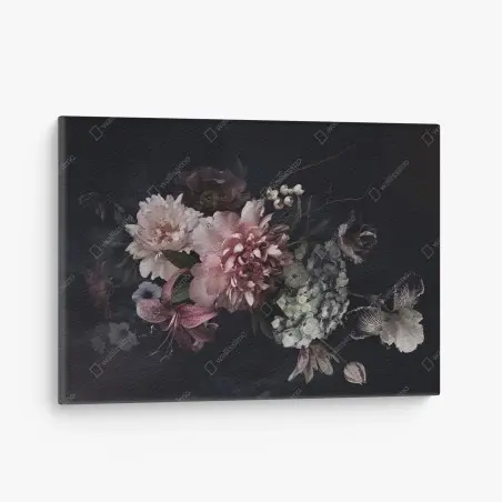 Leinwandbild düsterer pfingstrosen- und hortensienstrauß – Pixers®