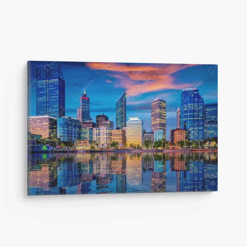 Leinwandbild Perth skyline bei sonnenuntergang