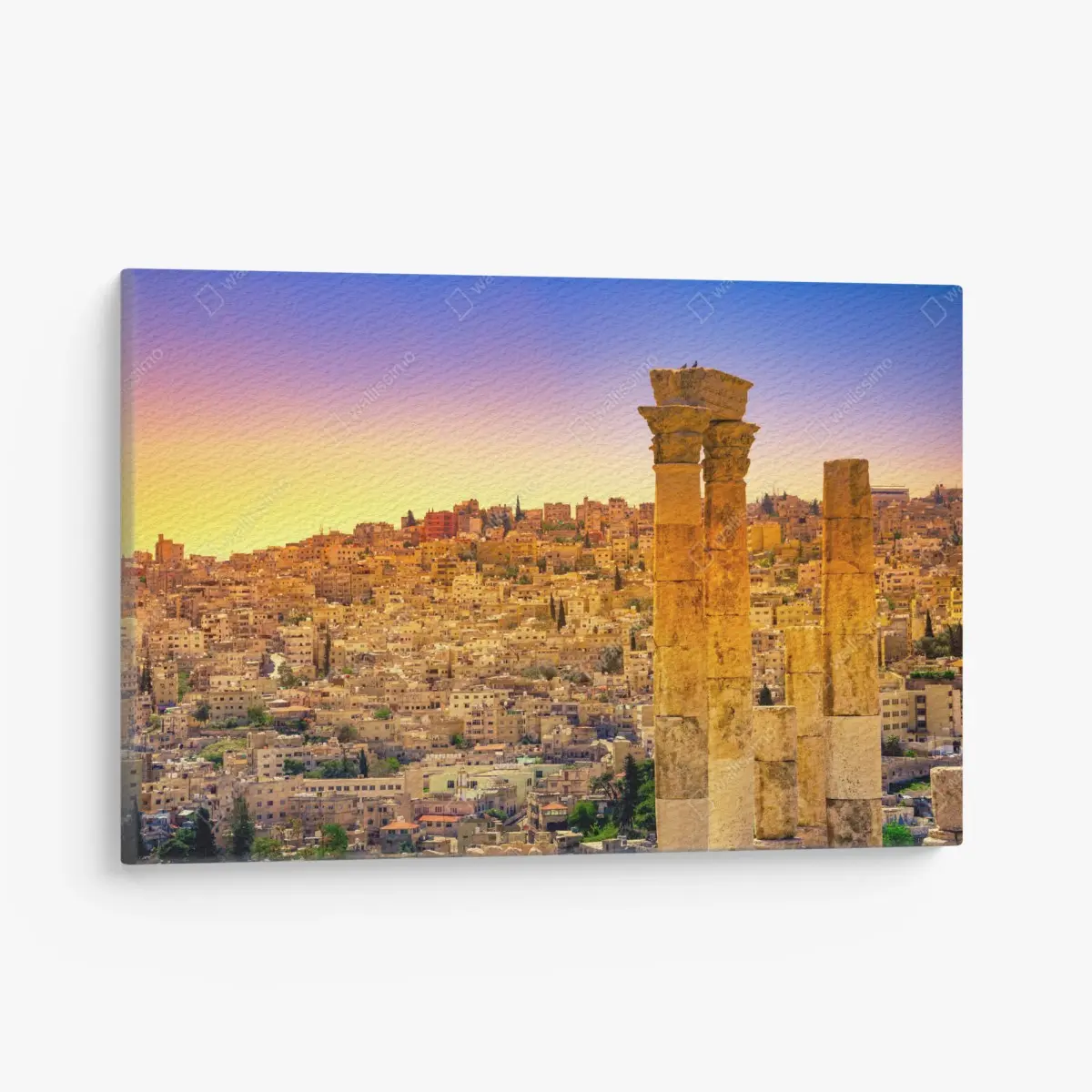 Leinwandbild goldene Amman skyline mit antiken säulen – Pixers®
