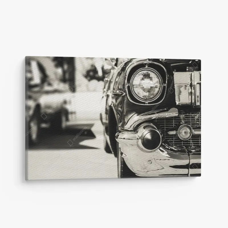 Leinwandbild vintage chrom klassisches auto nahaufnahme