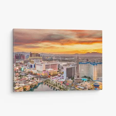 Leinwandbild Las Vegas skyline bei sonnenuntergang – Pixers®
