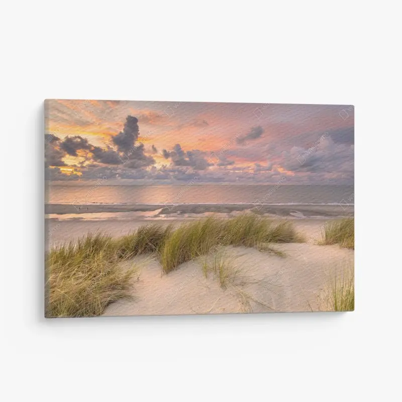 Leinwandbild sonnenuntergang über dünen in Zeeland