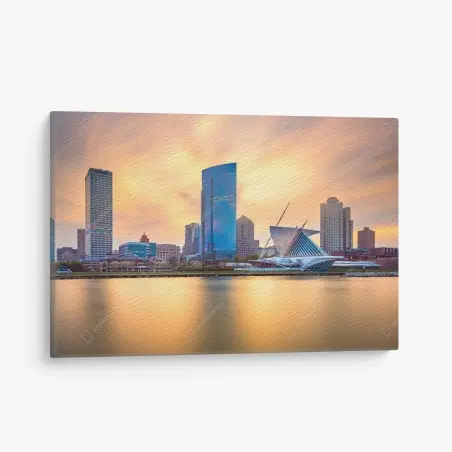 Leinwandbild Milwaukee skyline bei dämmerung – Pixers®
