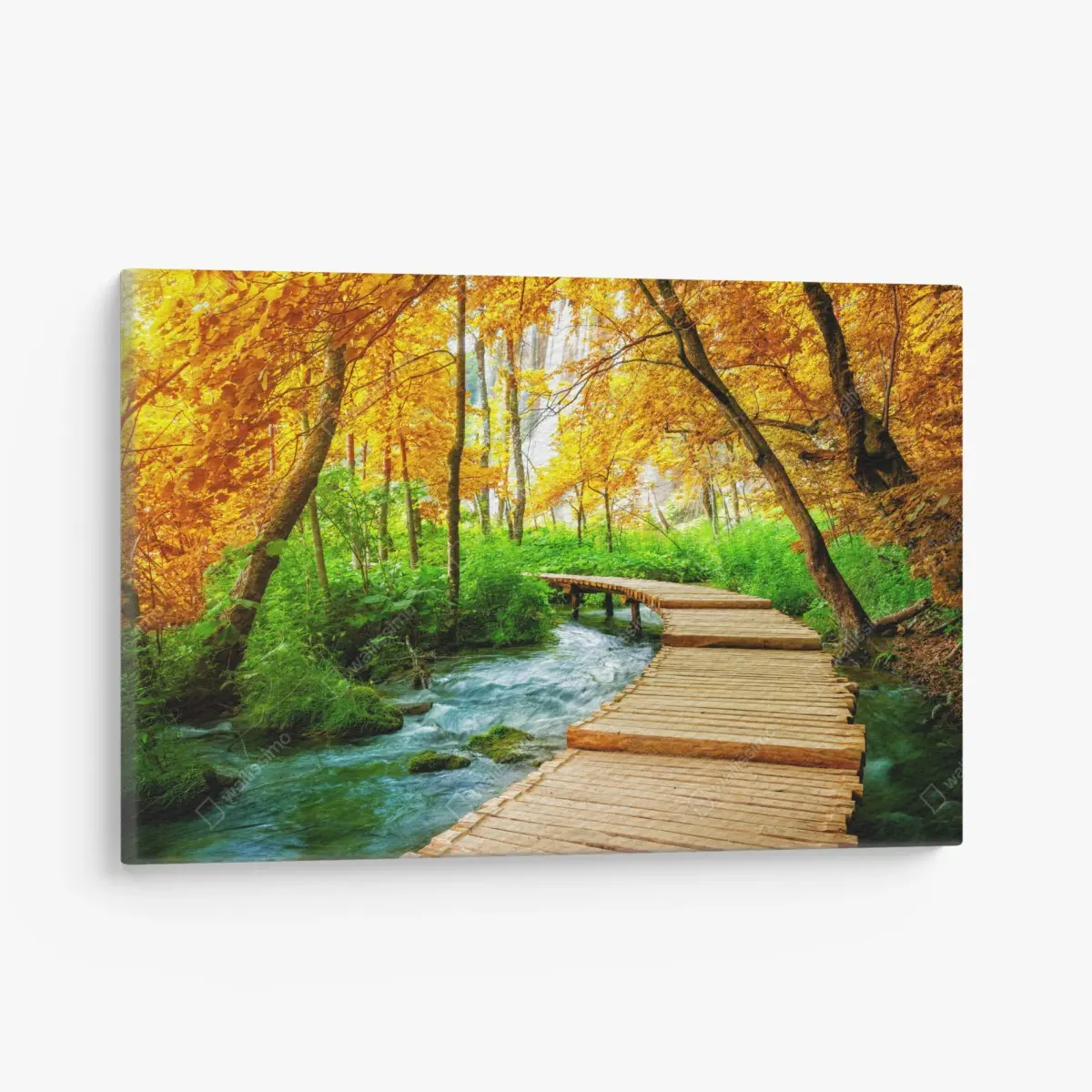 Leinwandbild goldener steg durch den wald bei Plitvicer Seen – Pixers®