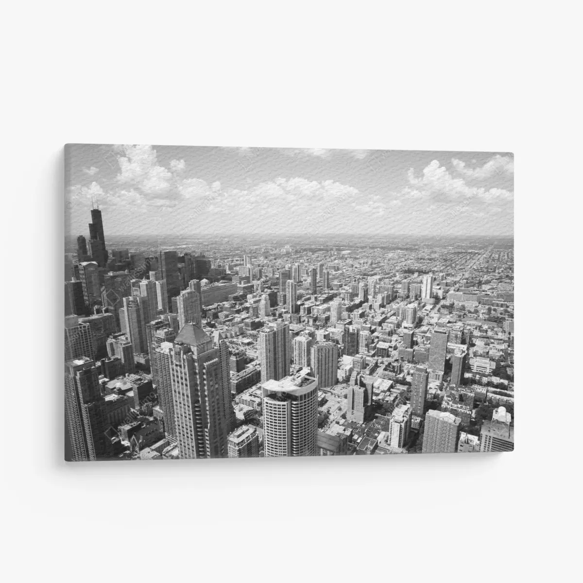 Leinwandbild Chicago skyline in graustufen – Pixers®