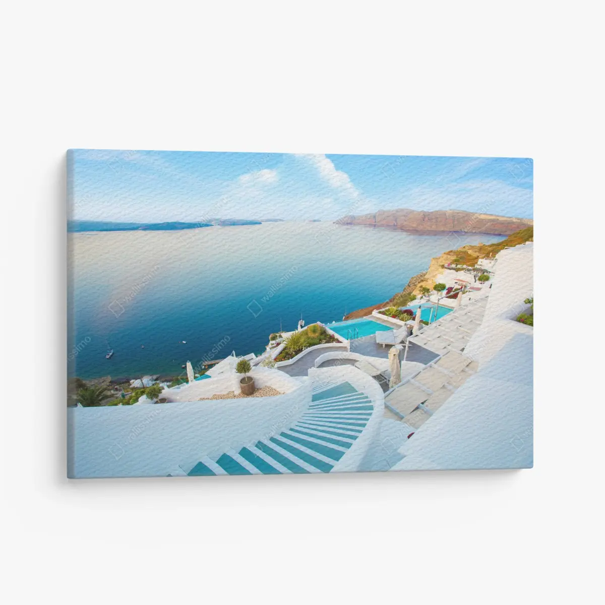 Leinwandbild Santorini meerblick terrasse – Pixers®