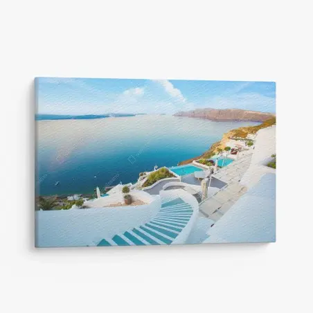 Leinwandbild Santorini meerblick terrasse – Pixers®