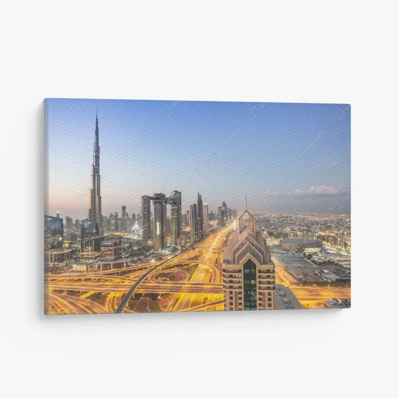 Leinwandbild skyline von Dubai bei dämmerung