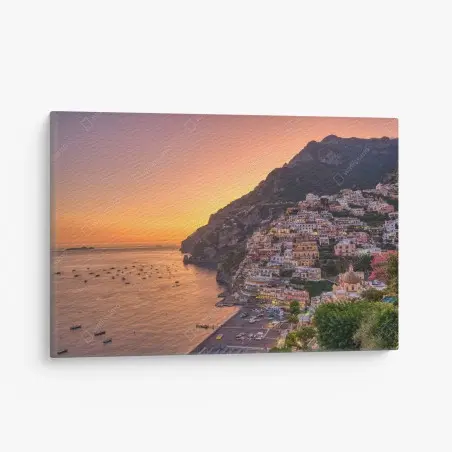 Leinwandbild sonnenuntergang über Positano, Amalfiküste – Pixers®