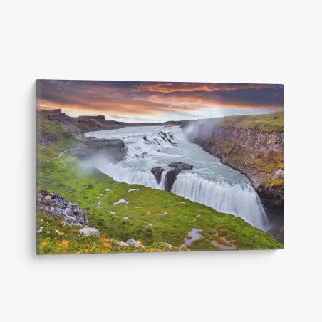 Leinwandbild panoramablick auf den wasserfall Gullfoss – Pixers®