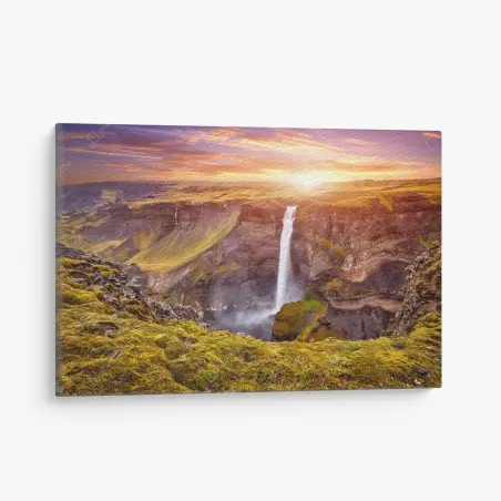 Leinwandbild Haifoss wasserfall bei sonnenuntergang – Pixers®