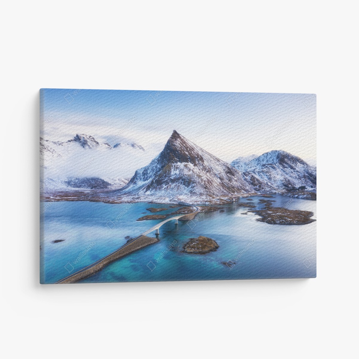 Leinwandbild Lofoten brücke und berg aus der luft – Pixers®
