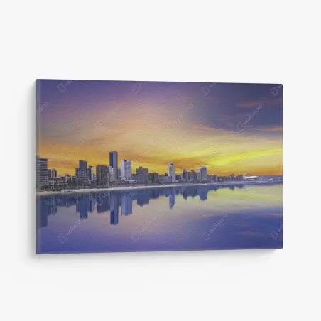 Leinwandbild Durban dämmerung skyline am strand – Pixers®