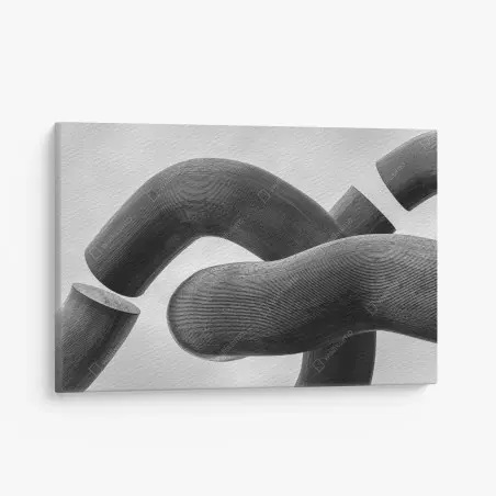 Leinwandbild gekrümmte formen abstrakte skulptur in grau – Pixers®
