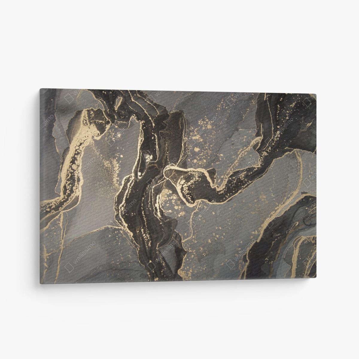 Leinwandbild luxuriöser schwarz-goldener marmor abstrakt – Pixers®