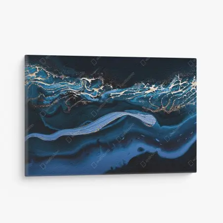 Leinwandbild marineblaue und goldene abstraktion – Pixers®