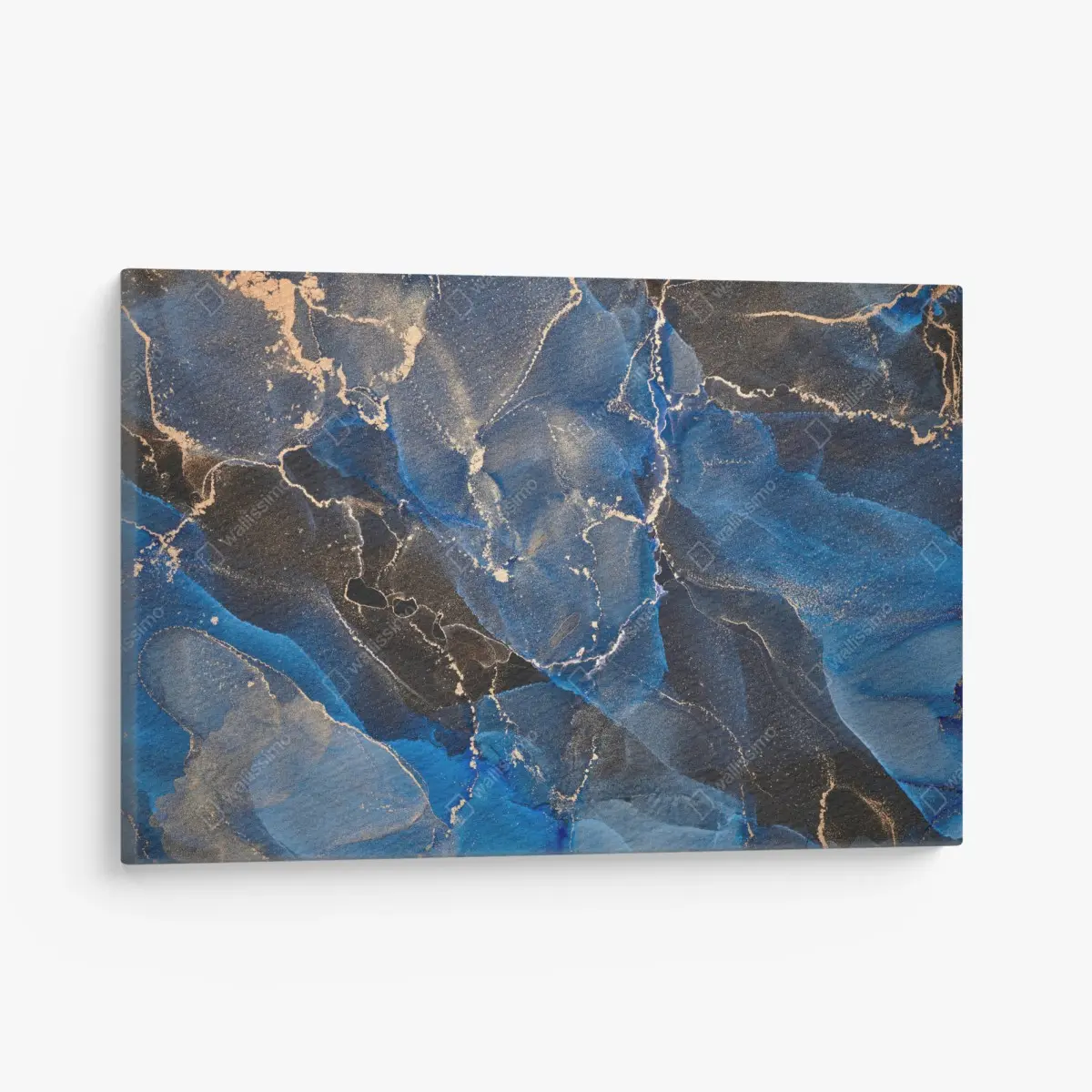 Leinwandbild luxuriöse blaue und goldene abstrakte wellen – Pixers®