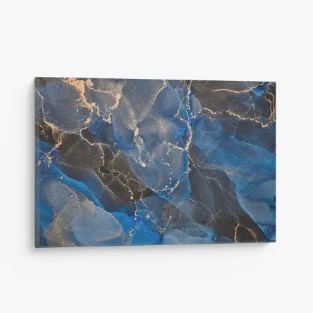 Leinwandbild luxuriöse blaue und goldene abstrakte wellen – Pixers®