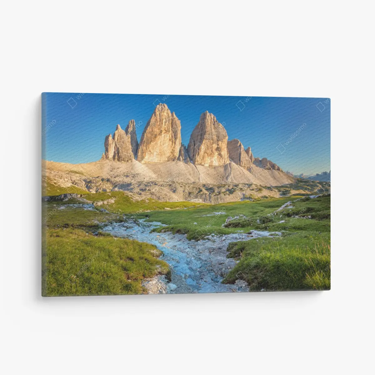 Leinwandbild Tre Cime di Lavaredo über der alpenwiese – Pixers®