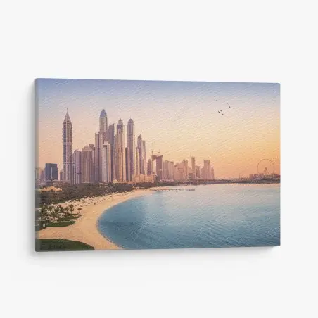 Leinwandbild Dubai skyline bei sonnenuntergang – Pixers®